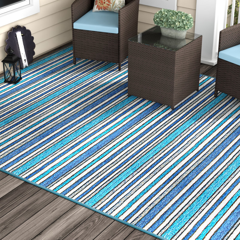 Sol 72 Outdoor™ Barrington Striped Power Loom Cobalt/Teal Indoor